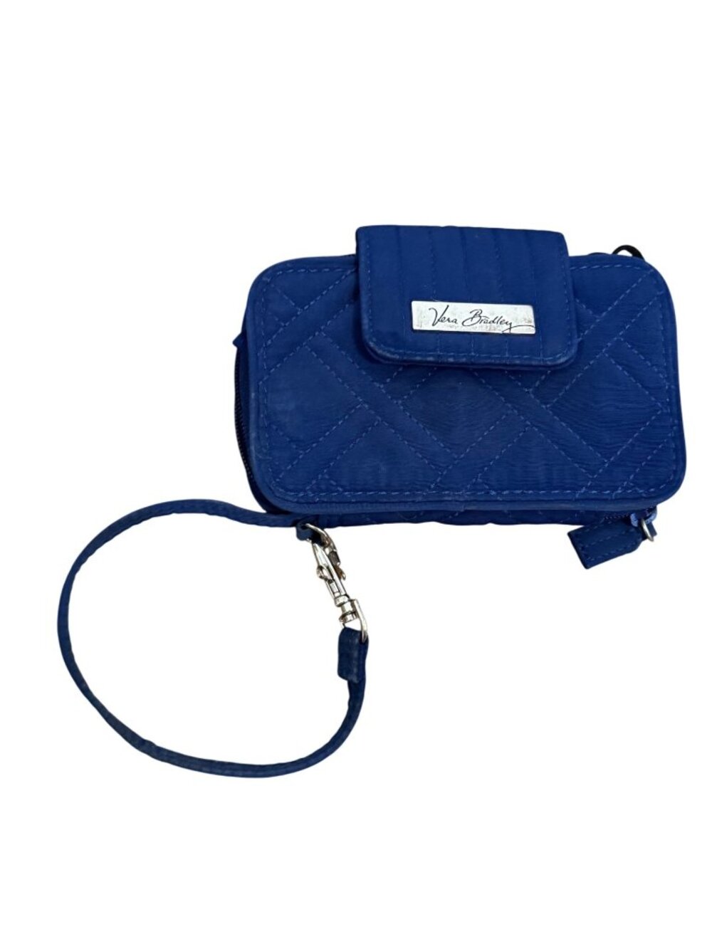 Vera Bradley Blue Quilted Wristlet Wallet With ID Window & Snap Closure